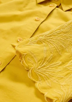 verkürzte Hemdbluse mit Seidenanteil