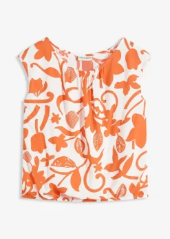 verkürztes Blusentop aus fließender Viskose