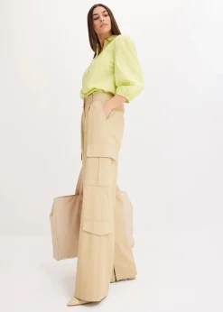 Vokuhila-Bluse aus Baumwoll-Mix