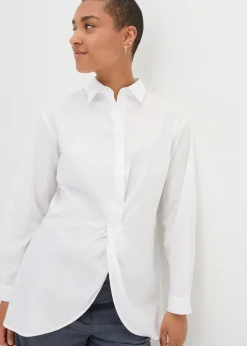 Vokuhila-Bluse in reiner Baumwolle