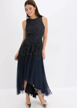 Vokuhila-Kleid mit Pailettenstickerei