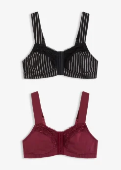 Vorderverschluss-BH ohne Bügel mit Bio-Baumwolle (2er Pack)