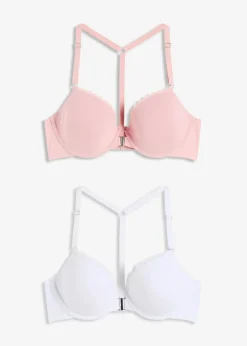 Vorderverschluss-Schalen BH mit Bügel mit Baumwolle (2er Pack)