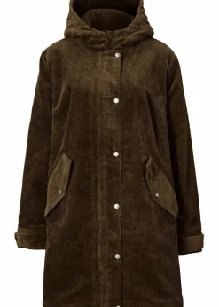 Warmer Cord-Parka mit Teddy-Futter in der Kapuze, in A-Linie