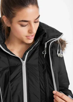 wasserabweisende Funktions-Longjacke in 2-in-1-Optik, gesteppt