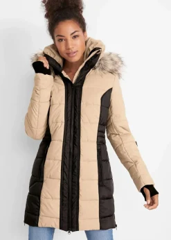 wasserabweisender Outdoor-Kurzmantel mit Fellimitat