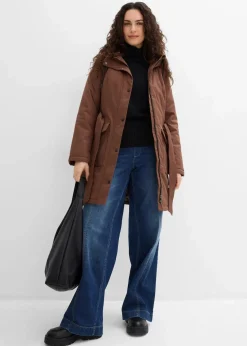 Wasserabweisender Outdoor-Kurzmantel mit Gürtel, Leo-Futter