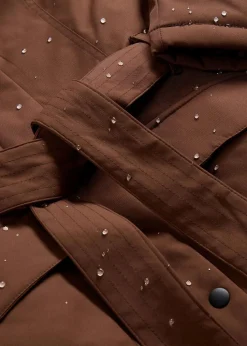 Wasserabweisender Outdoor-Kurzmantel mit Gürtel, Leo-Futter