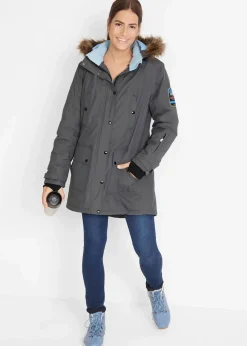 wasserdichte Funktions-Outdoor-Longjacke mit Kapuze