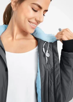 wasserdichte Funktions-Outdoor-Longjacke mit Kapuze