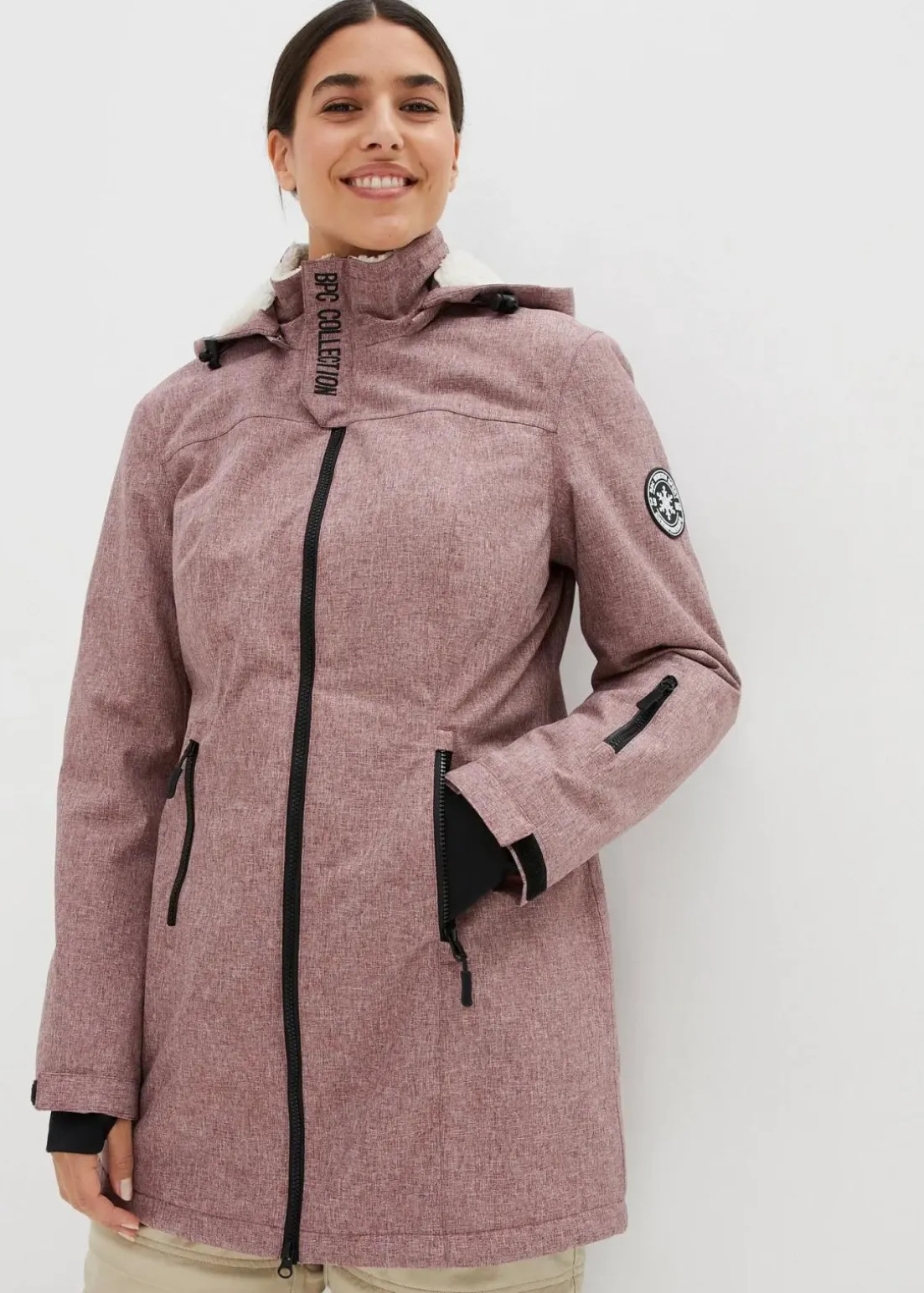 wasserdichte Funktions-Outdoor-Longjacke mit Teddyfleece