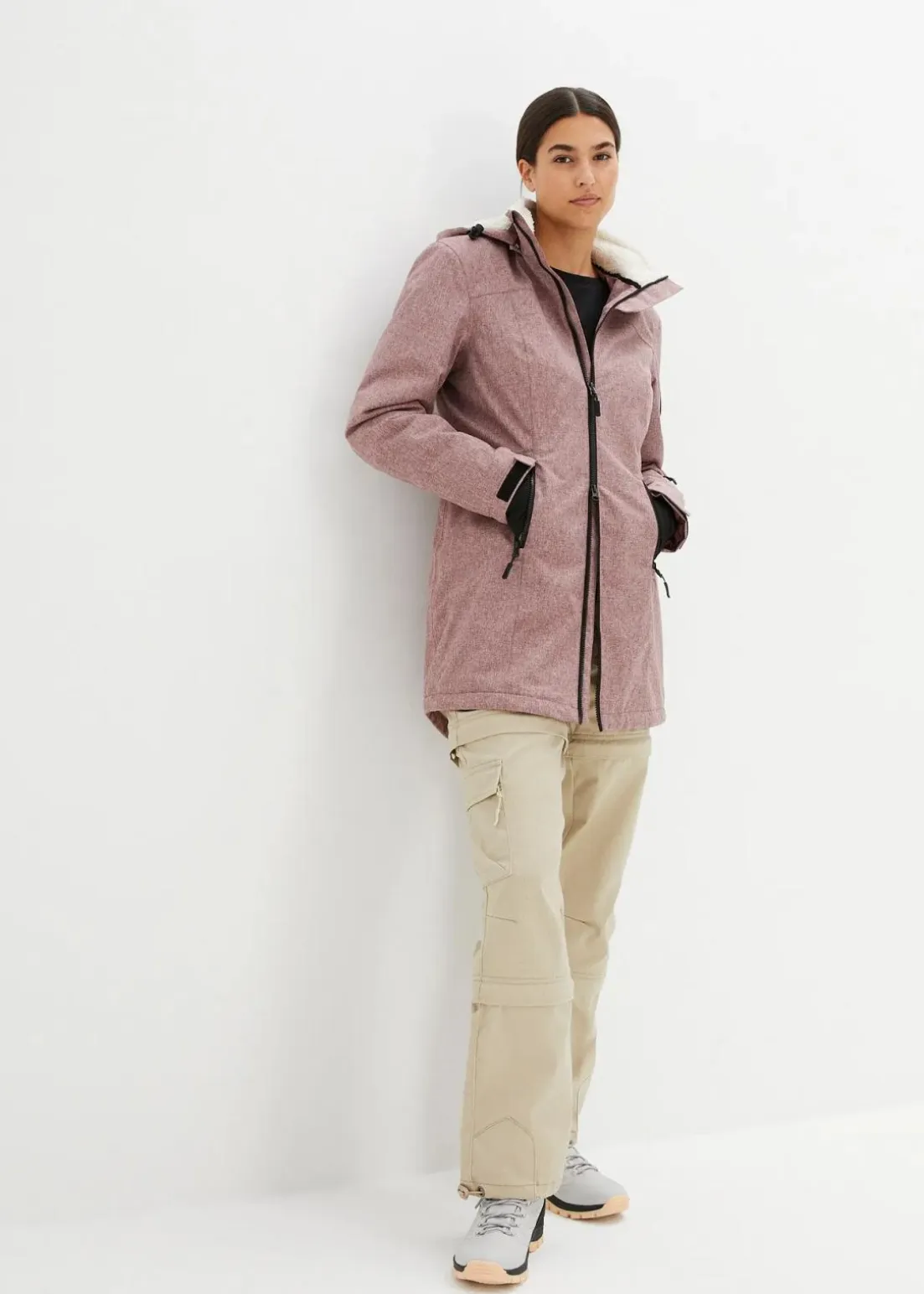 wasserdichte Funktions-Outdoor-Longjacke mit Teddyfleece