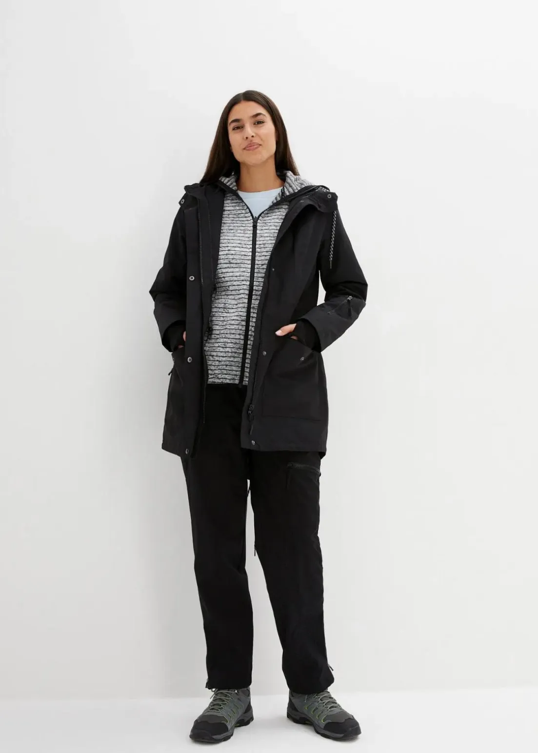 wasserdichte 3in1 Longjacke mit praktischen Taschen