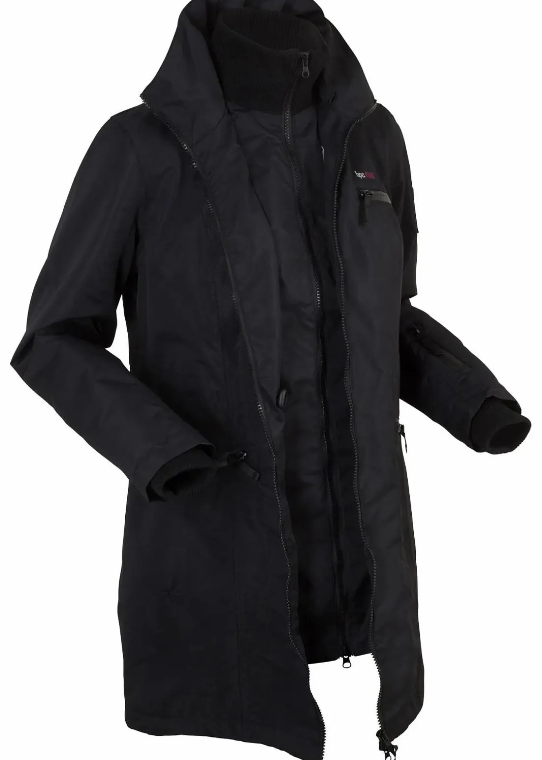 wasserdichter Funktions-Outdoor-Übergangsmantel mit Kapuze, 2 in 1-Optik