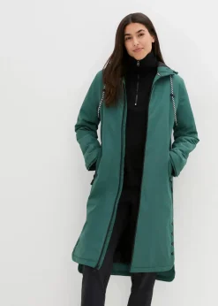 wasserdichter, wattierter Regenmantel in Midi-Länge