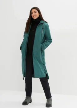 wasserdichter, wattierter Regenmantel in Midi-Länge