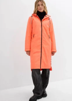 wasserdichter, wattierter Regenmantel in Midi-Länge