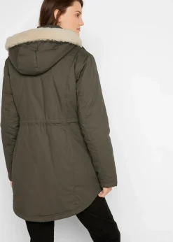 Wattierter Parka mit Fellimitat-Besatz