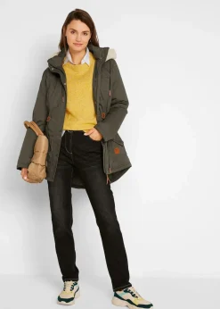 Wattierter Parka mit Fellimitat-Besatz