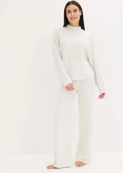 Weit geschnittener Loungewear Hausanzug aus weicher Rippe