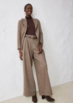 Weite Bundfaltenhose mit weichem Wollanteil