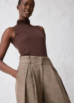 Weite Bundfaltenhose mit weichem Wollanteil