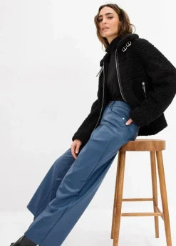 Weite Lederimitat-Hose