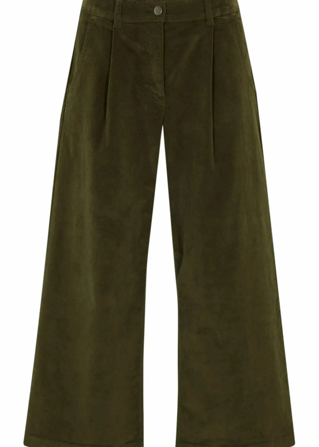 Weite Stretchcord-Culotte mit High-Waist-Bequembund, 7/8-Länge