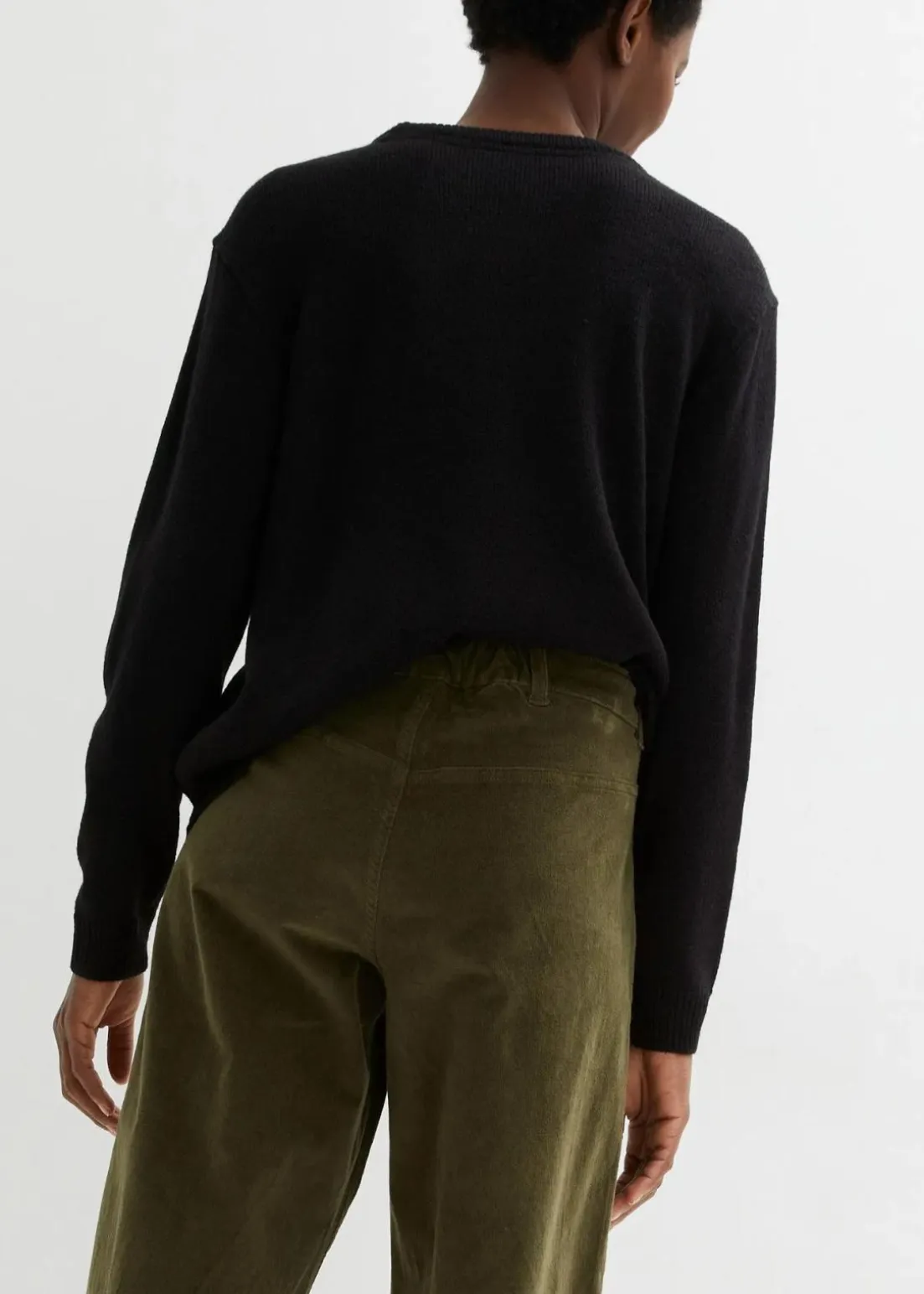 Weite Stretchcord-Culotte mit High-Waist-Bequembund, 7/8-Länge