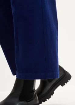 Weite Stretchcord-Culotte mit High-Waist-Bequembund, 7/8-Länge