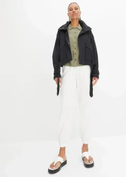 Weite Twill-Jacke mit aufgesetzten Taschen