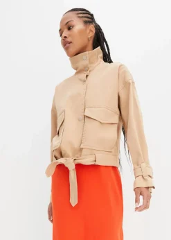 Weite Twill-Jacke mit aufgesetzten Taschen