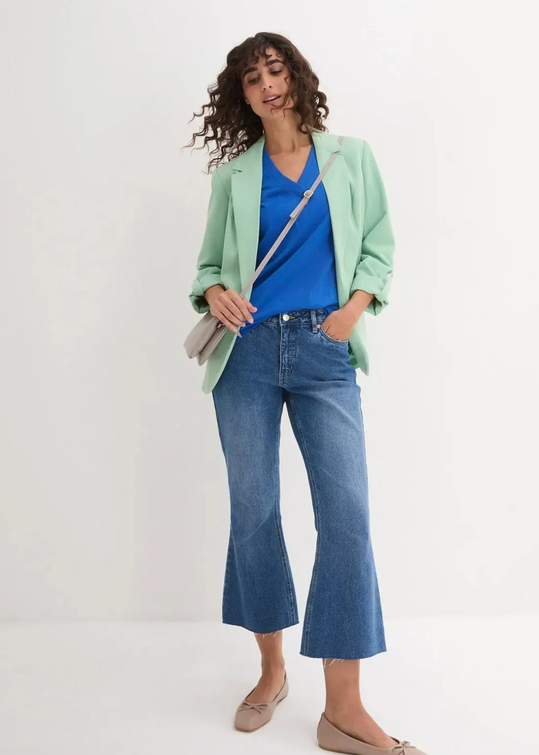 Weites Long-Shirt mit V-Ausschnitt, Kurzarm (5er Pack)