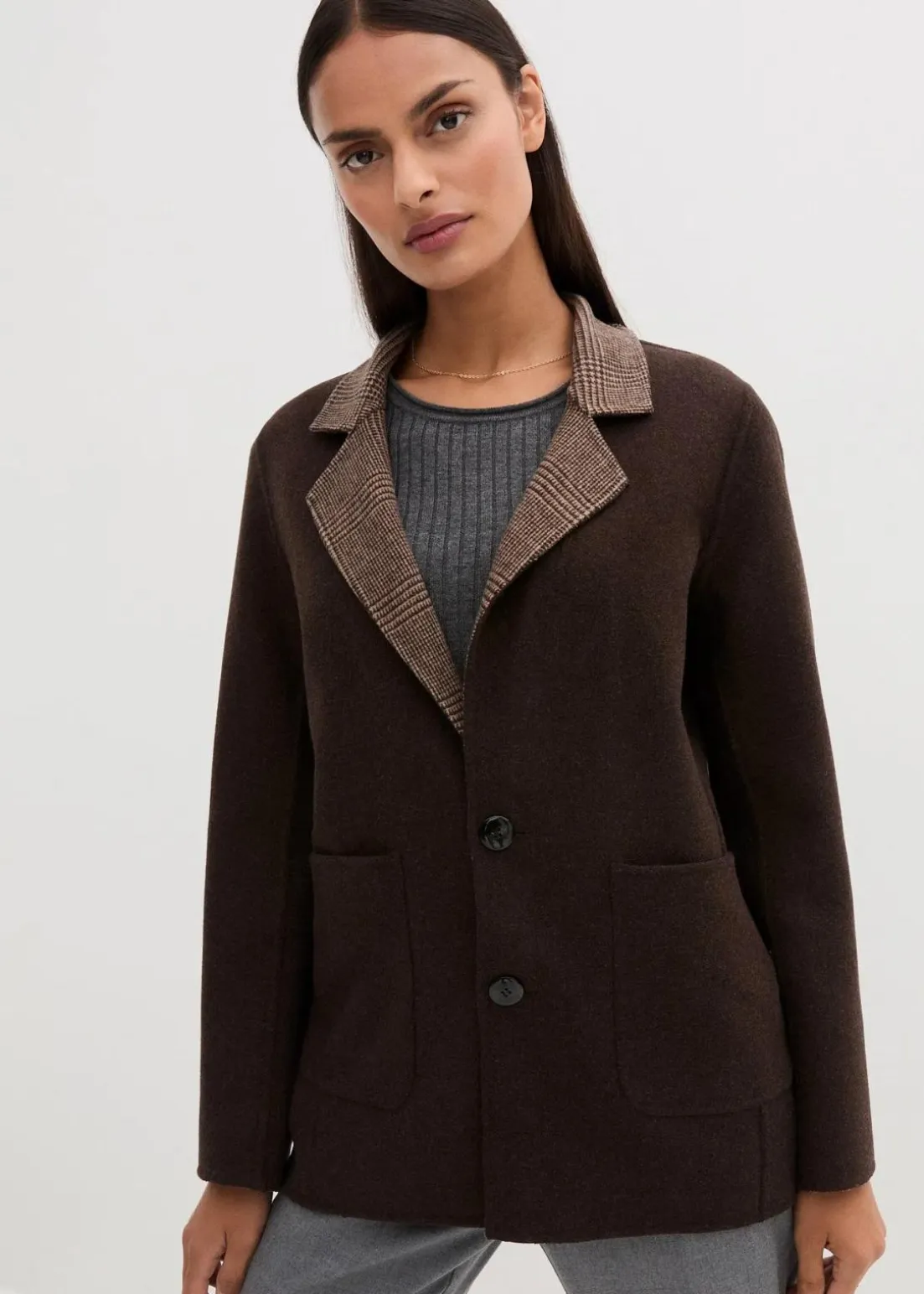 Wende-Wollblazer mit Glencheck