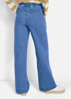 Wide Leg Jeans Mid Waist, Stretch