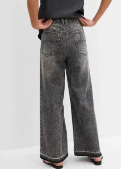 Wide-Leg-Jeans High Waist, cropped