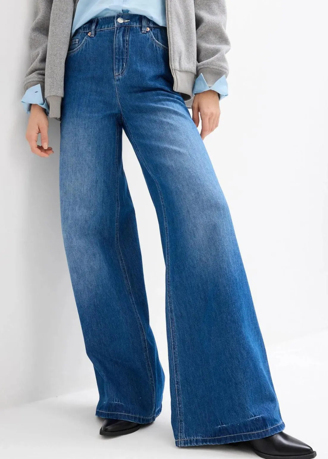 Wide-Leg-Jeans, High Waist, Full Length Bequembund