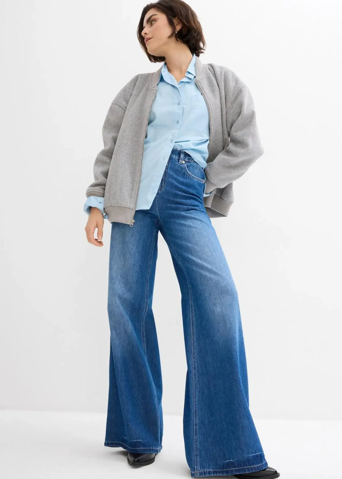 Wide-Leg-Jeans, High Waist, Full Length Bequembund