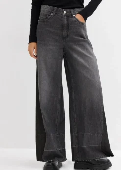 Wide-Leg-Jeans High Waist mit Einsatz