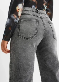 Wide-Leg-Jeans, High Waist mit Nietenbesatz