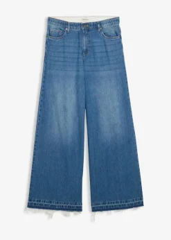 Wide-Leg-Jeans Mid Waist, Bequembund