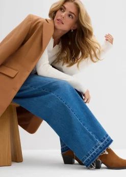 Wide-Leg-Jeans Mid Waist, Bequembund