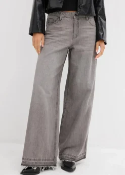 Wide-Leg-Jeans Mid Waist, Bequembund