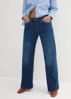 Wide-Leg-Jeans Mid Waist, Bequembund