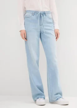 Wide-Leg-Jeans, Mid Waist, Gürtel
