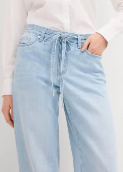 Wide-Leg-Jeans, Mid Waist, Gürtel