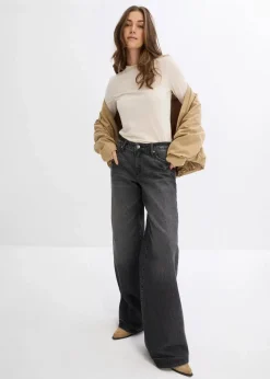 Wide-Leg-Jeans, Mid Waist, Low Stretch Full Length