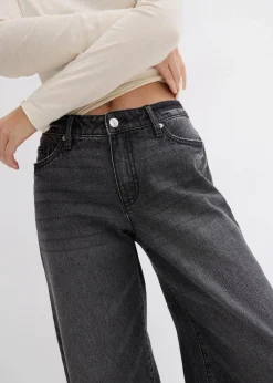 Wide-Leg-Jeans, Mid Waist, Low Stretch Full Length