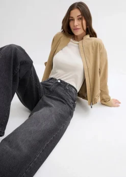 Wide-Leg-Jeans, Mid Waist, Low Stretch Full Length
