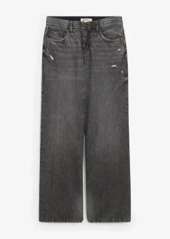 Wide-Leg-Jeans Mid Waist, Low Stretch